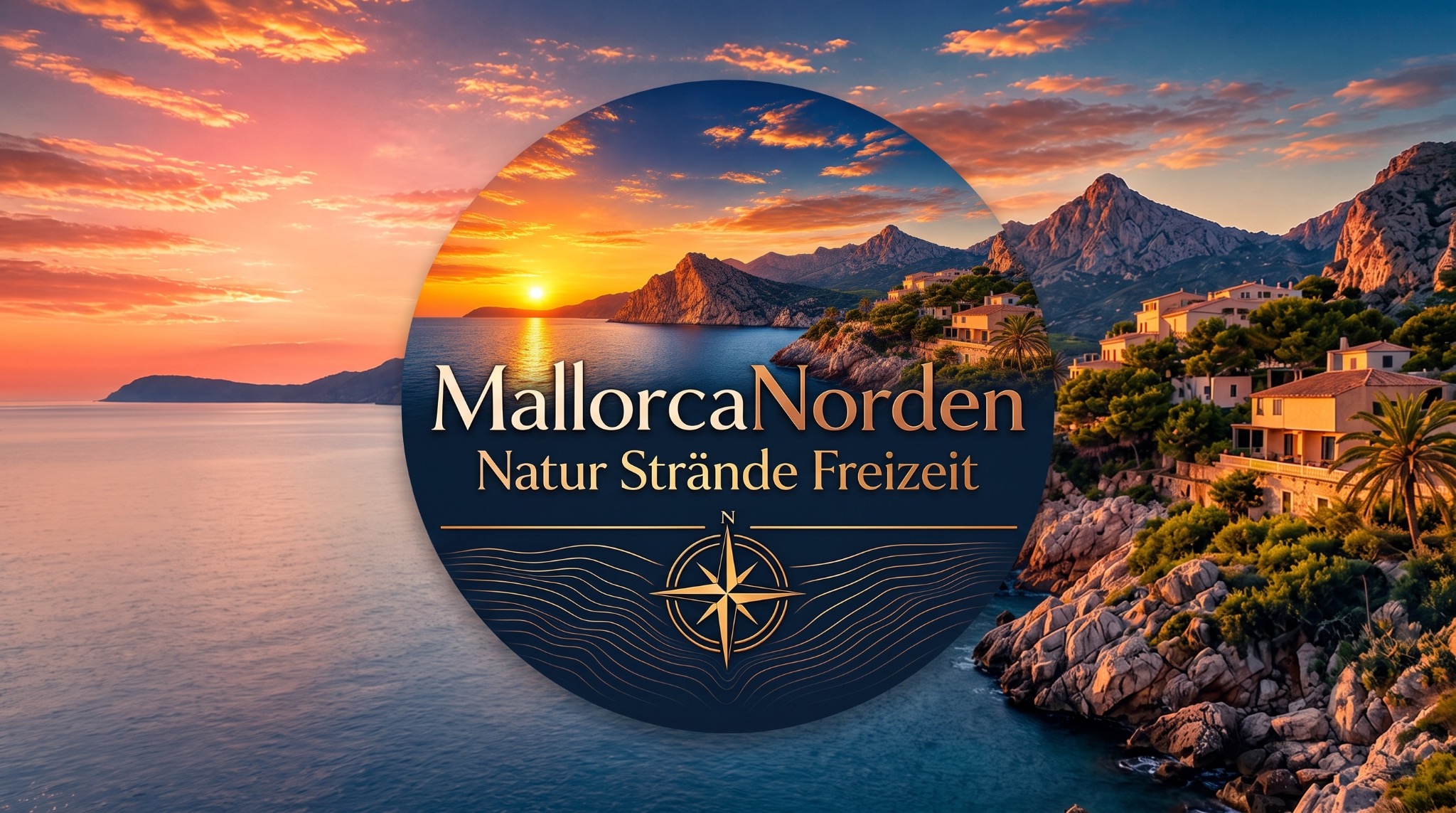 MallorcaNorden-Markenbild mit Meer, Küste und Kompass